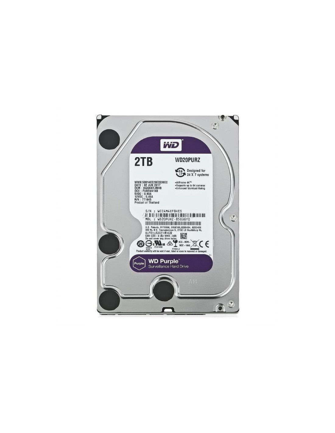 Disco Duro Interno Wd Purple Tb Sata Optimizado Para