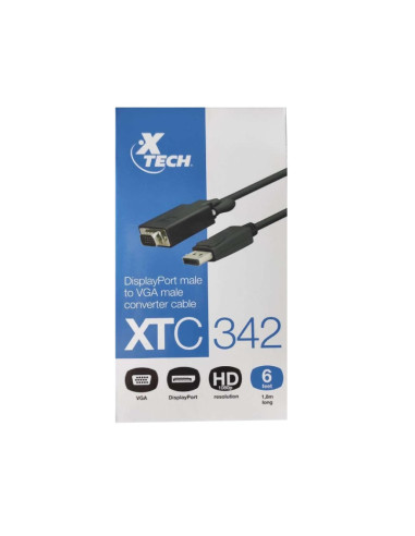 Cable Xtech Displayport Macho-vga Macho 1.8mts