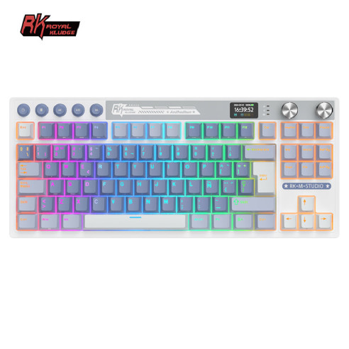 Teclado Royal Kludge Rkm87 Ocean Blue Switch Cream 75%